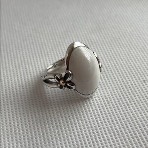 Ann King designer sterling silver ring with 18 k accents and natural stone